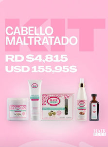 Experience the nourishing power of this 5- step bundle, the ultimate hair renewal solution! Our powerful formula is designed to replenish damaged hair with natural ingredients that deeply replenish and repair. It helps reduce breakage of fibers and restore hair to its natural strength and shine. Take your hair care to the next level with Cabello Maltratado!