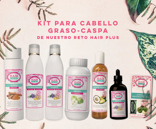 Hair Plus Nuestro Kit para cabello Graso /Caspa  ⁣ Incluye: Shampoo y Acondicionador Anti-Caspa, Anti-Grasa, Goter Anti-Caspa, Anti-Grasao, Aceite Vegetal, Jalea Nutritiva, Suero Control-Caída y nuestras Ampollas Reestructurantes de 3 unidades.⁣