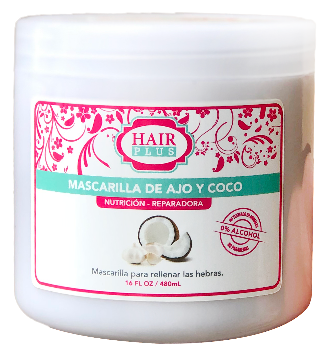 MASCARILLA DE COCO / Coconut and Garlic Hair Mask 16 – Hair Plus Products