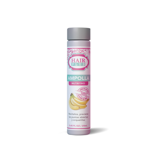 Control Caida del Cabello. Crecimiento del Cabello Es ideal para tratar las puntas abiertas y eliminar las orquetillas.  Su fórmula es a base de melón, sábila, canela y banana. Ideal para nutrir, dar suavidad, hidratar; pero sobre todo devolverle el brillo a tu cabello.  *** Hair Vials:  Hair plus ampolla is the best way to revitalize your hair; ideal for dried hair thanks to its ingredients such as aloe vera, melon, cinnamon, banana, purified water and indodextro-5.