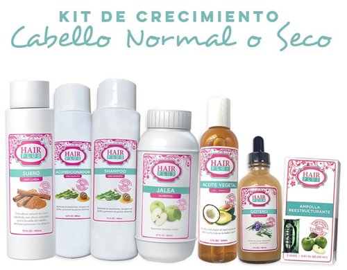 Hair Plus Hair Growth Kit  for Normal or Dry Hair.Nuestros productos no contienen siliconas, ni parabenos, tampoco están testeados en animales y son 0% alcohol. Se pueden usar desde los 3 años de edad, también si estás embarazada o en personas con cáncer. Our Hair Growth Kit for Normal or Dry Hair is proven to create healthier, stronger, and thicker hair. Our unique haircare system includes natural ingredients to stimulate hair growth and reduce split ends. Get the luscious locks you've been dreaming of!